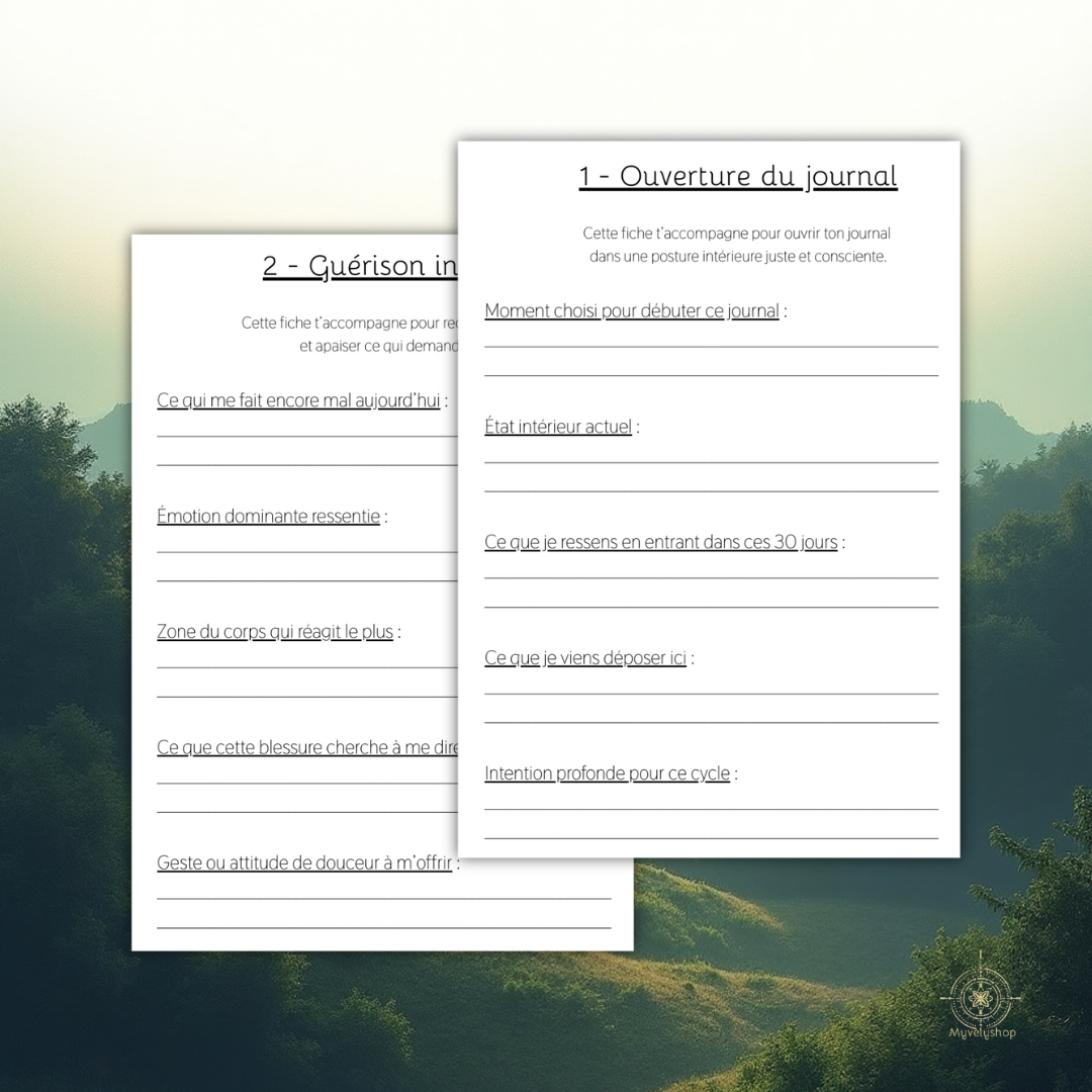 Cahier d'exercices PDF pour la guérison émotionnelle et la manifestation par l'écriture
