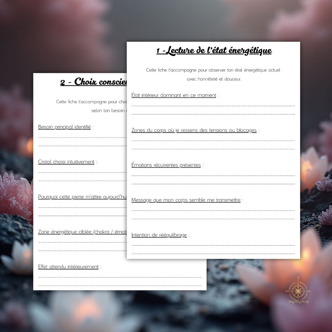 Fiche pratique lecture de l'état énergétique et guérison par les pierres naturelles