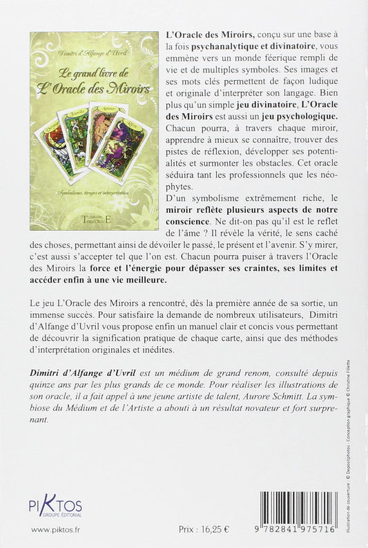 Quatrième de couverture du manuel de Dimitri d’Alfange d’Uvril, explorant les aspects psychologiques et divinatoires de ton âme.