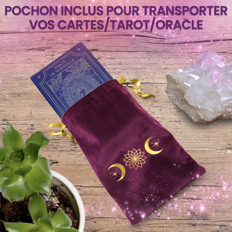 pochon inclus pour le Tapis Voyance – Tapis Oracle, Cartes et Tarot Divinatoire – Nappe d’Autel en Velours pour Pratiquer la Cartomancie et Le Pendule Divinatoire