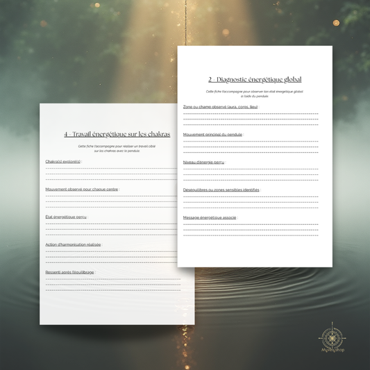 Sommaire de l'e-book Les Secrets du Pendule Spirituel par Myvelyshop - Pratiques avancées de guidance et harmonisation.