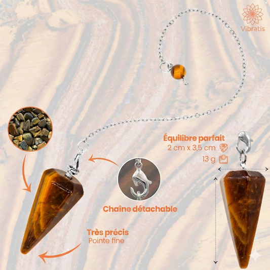 Pendule Divinatoire en Oeil de Tigre - Forme Cône