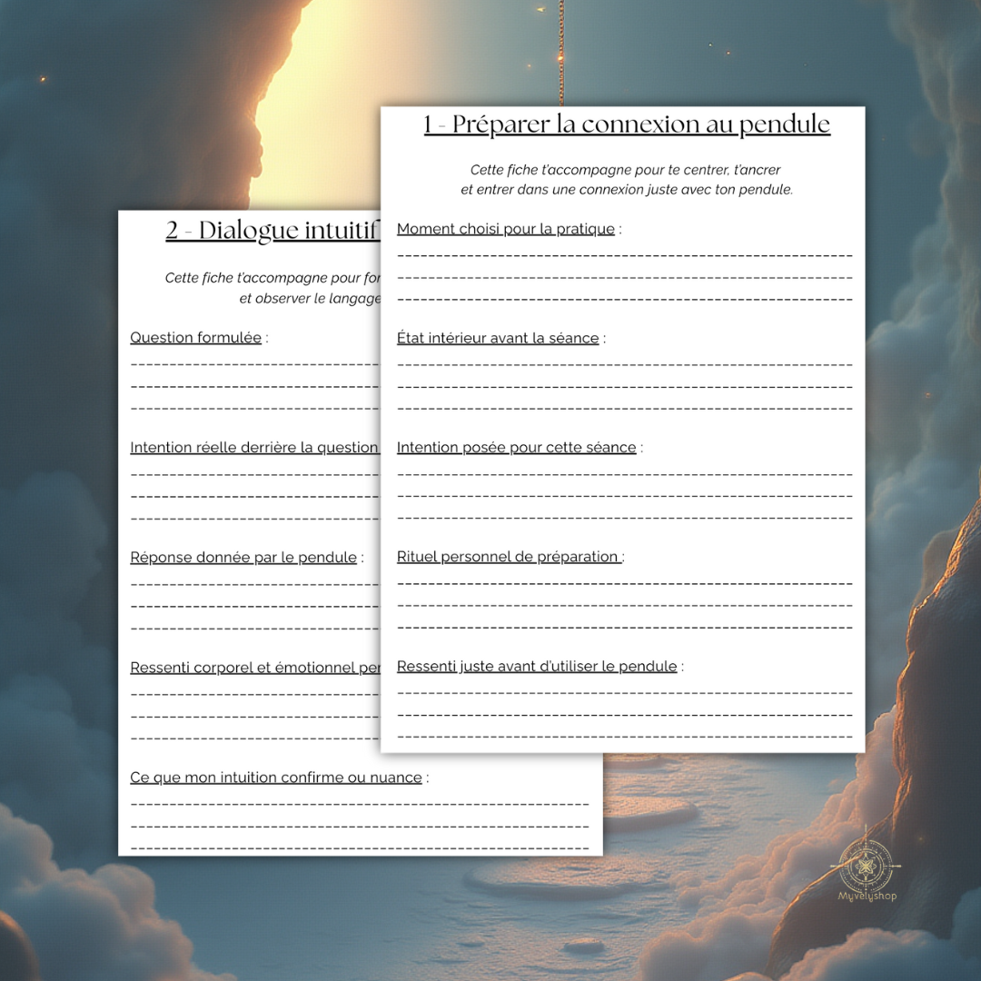 Fiche d'exercice PDF pour débuter au pendule divinatoire et poser des questions claires
