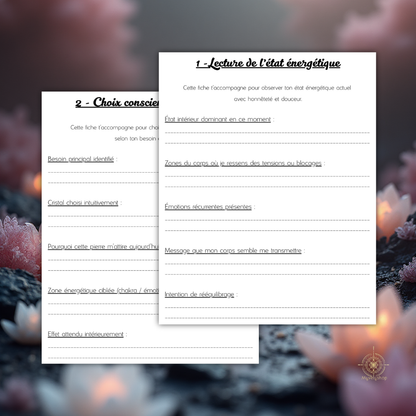 Fiche pratique lecture de l'état énergétique et guérison par les pierres naturelles