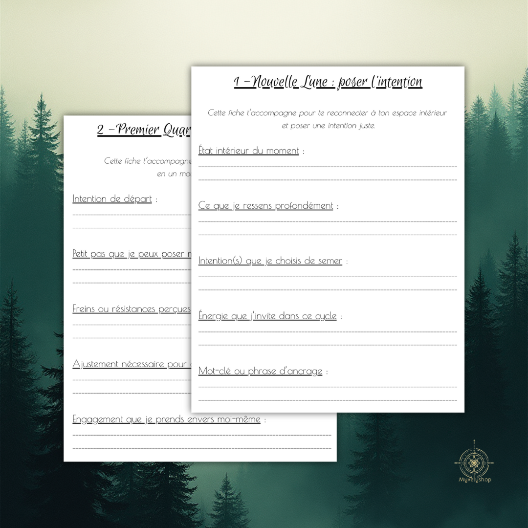 Rituel de Nouvelle et Pleine Lune format PDF pour poser ses intentions en conscience