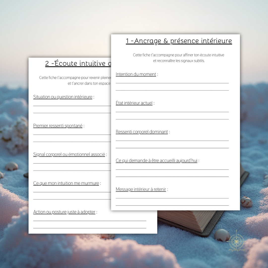 Pages de journal d'intuition et d'écriture spirituelle pour développer son écoute intérieure