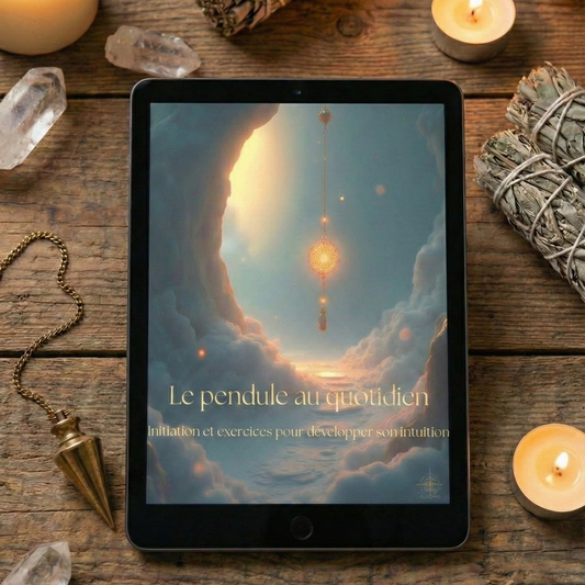 Mockup Couverture de l'e-book Le Pendule au Quotidien par Myvelyshop - Initiation et exercices pour l'intuition.