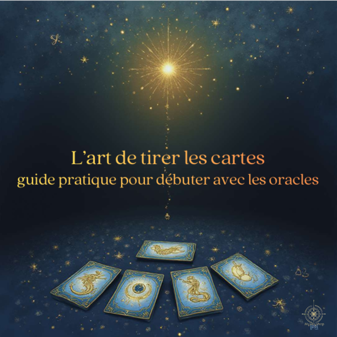 Couverture du guide pratique "L'art de tirer les cartes" pour débuter avec les oracles par Myvelyshop
