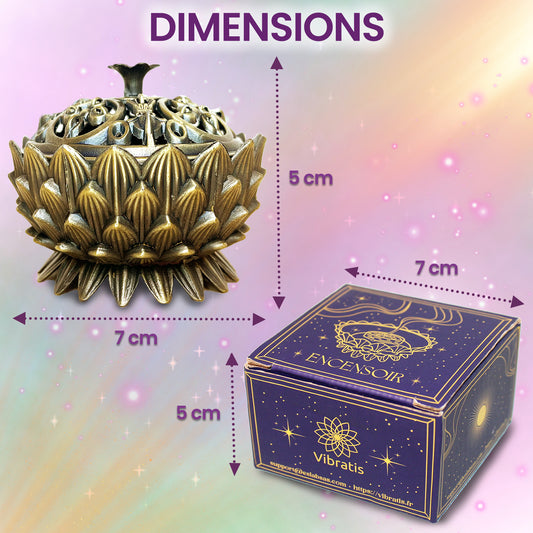 dimension detaillé Encensoir traditionnel en laiton doré pour résines et grains Myvelyshop