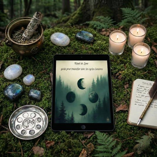 Mockup de la couverte de l'ebook rituel de lune myvelyshop
