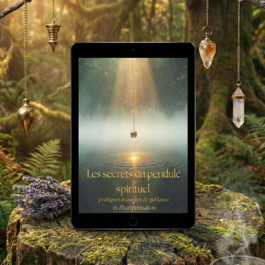 Mockup Couverture de l'e-book Les Secrets du Pendule Spirituel par Myvelyshop - Pratiques avancées de guidance et harmonisation. 
