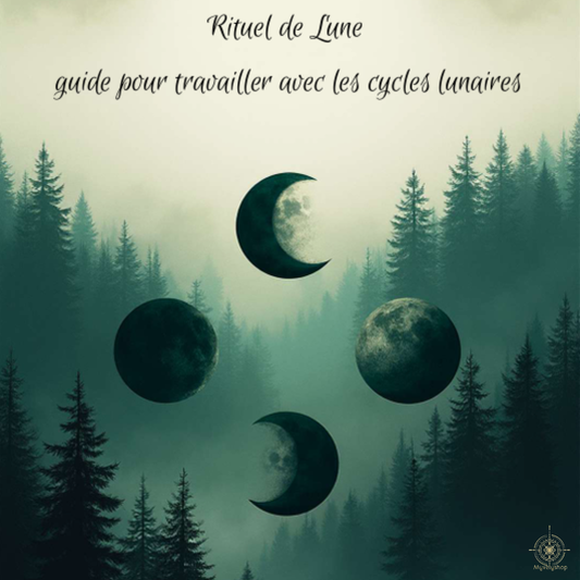 Couverture de l'e-book Rituel de Lune par Myvelyshop - Guide pratique pour travailler avec les cycles lunaires.