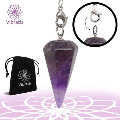 type accroche du Pendule divinatoire en pierre d'améthyste naturelle Myvelyshop