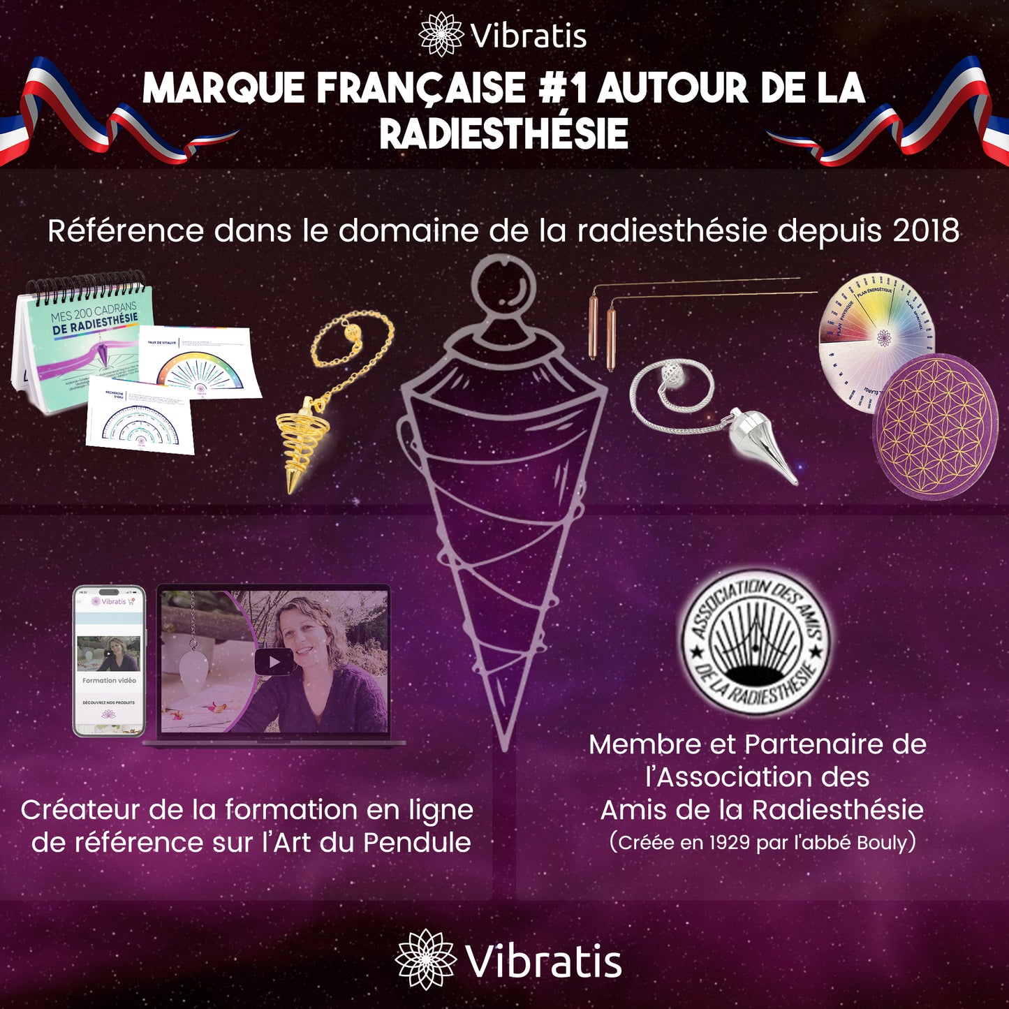 Pendule divinatoire en pierre d'œil de tigre naturelle forme cône avec pochon Myvelyshop référence domaine de la radiesthésie