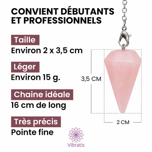 Descriptif detail Pendule divinatoire en pierre de quartz rose naturelle Myvelyshop