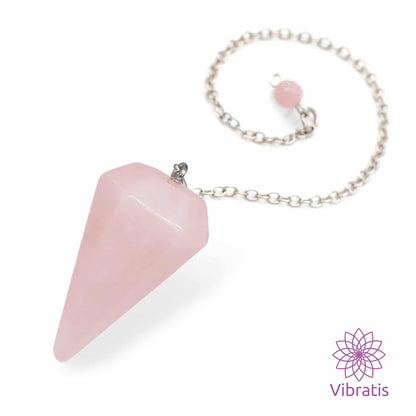 Pendule divinatoire en pierre de quartz rose naturelle Myvelyshop