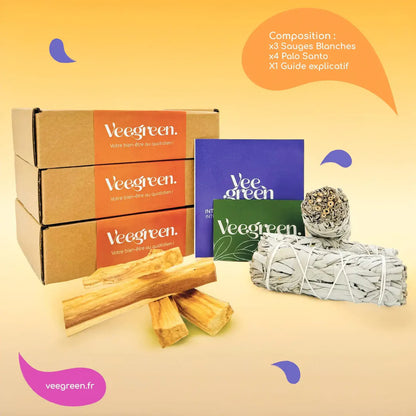Coffret eco-responsable Duo Sauge Blanche et Palo Santo pour rituel de purification Myvelyshop